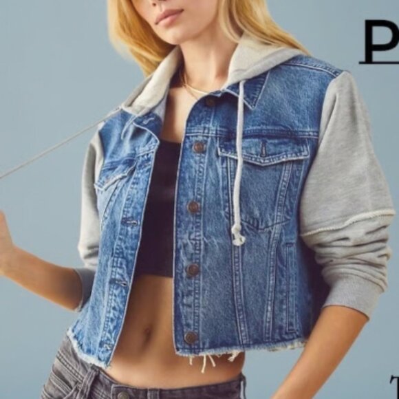 Free People denim knit jacket - Picture 1 of 12